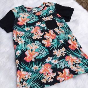 Pink VS, Short Sleeve Green Floral Pocket Blouse